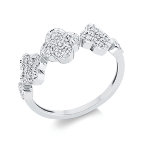 Pavé Ring Blumen aus 750 Weißgold 37 Diamanten 0,41ct TW-SI B:7,9mm