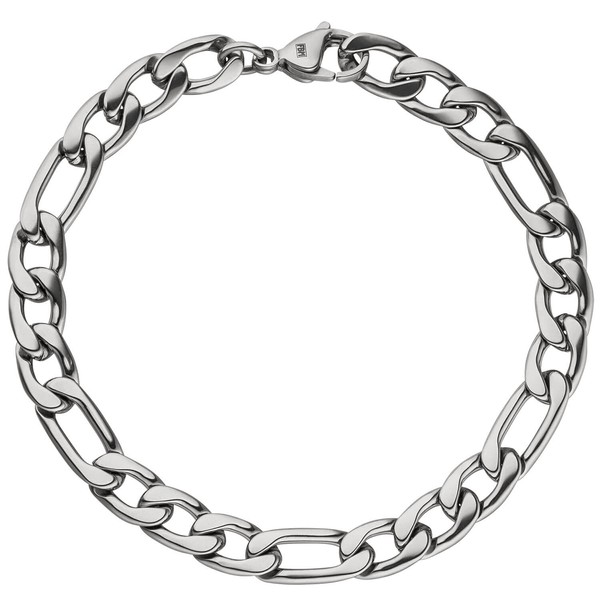 7,4mm Figaroarmband aus Edelstahl 21cm