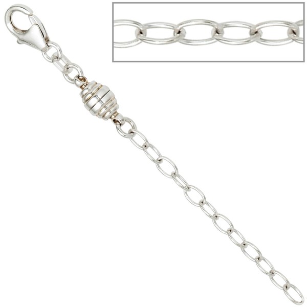 Verlängerungskette 925 Silber Karabiner und Magnet 7,5cm