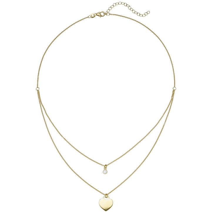 Collier mit Herz und Zirkonia 925 Silber 39-44cm