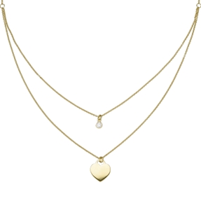 Collier Halskette mit Herz & Zirkonia Anhänger 925 Silber vergoldet 39-44cm