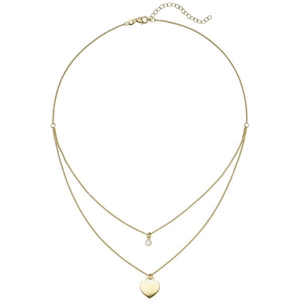 Collier mit Herz und Zirkonia 925 Silber 39-44cm