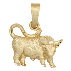 Anhänger Stier Horoskop Sternzeichen 925 Silber vergoldet mattiert Halsschmuck