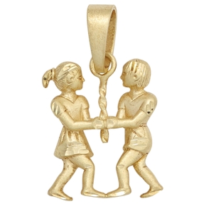 Anhänger Zwilling Horoskop Sternzeichen 925 Silber vergoldet mattiert