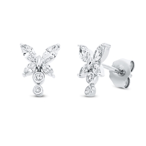 Ohrstecker Schmetterlinge aus 750 Weißgold 12 Diamanten 0,51ct TW-SI 9,9x7,4mm
