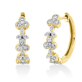 Creolen aus 750 Gelbgold 36 Diamanten 0,65ct TW-SI 19x4,8mm Fassung rhodiniert