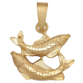 Anhänger Fische Horoskop Sternzeichen 925 Silber vergoldet mattiert Halsschmuck