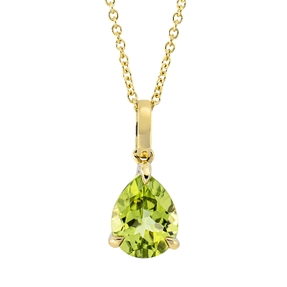 Collier aus 750 Gold Gelbgold Peridot 1,56ct grün L:45cm