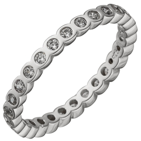 Memory-Ring Tennisring Damenring Zirkonia rundum 925 Silber rhodiniert B: 2,5mm
