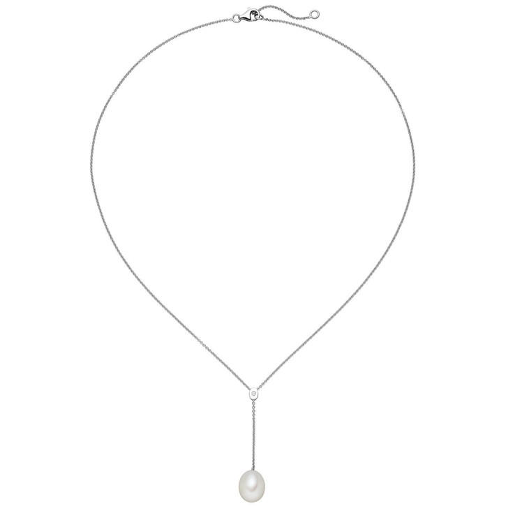 Y-Kette mit Perle und Zirkonia 925 Silber 42-45cm