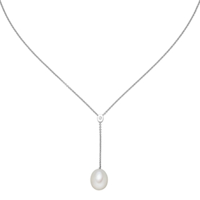 Y-Kette Collier mit Süßwasser Perle creme-weiß Zirkonia 925 Silber 42-45cm Damen Y-Kette Collier mit Süßwasser Perle creme-weiß Zirkonia 925 Silber 42-45cm Damen