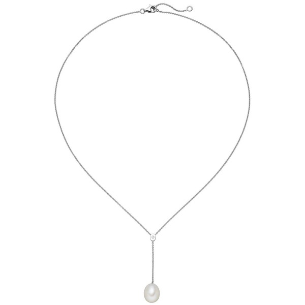 Y-Kette mit Perle und Zirkonia 925 Silber 42-45cm