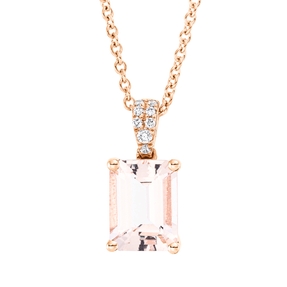 Collier aus 750 Rotgold Morganit 1,33ct rosa 8 Brillanten 0,04ct TW-SI L:45cm