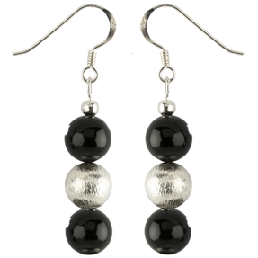 Ohrringe Ohrhänger aus echtem Onyx & 925er Silber Ohrhaken Ohrschmuck Damen