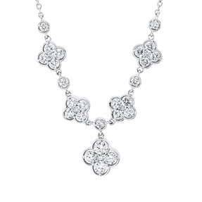 Collier Blumen aus 750 Gold Weißgold 30 Diamanten 0,98ct TW-SI L:45cm