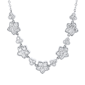 Collier Blumen aus 750 Gold Weißgold 48 Diamanten 0,91ct TW-SI L:45cm