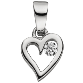 Anhänger Herz mit Zirkonia weiß 925 Silber rhodiniert 10x7,6mm Halsschmuck