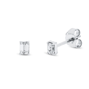 Solitaire Ohrstecker 750 Weißgold 2 Diamanten Smaragd-Schliff 0,24ct TW-SI 3,7x3mm