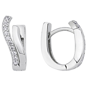 Ohrringe Creolen 14,1x5mm aus 925 Silber rhodiniert mit 20 Zirkonia Ohrschmuck