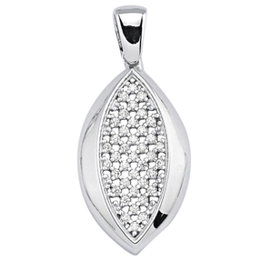 Anhänger spitzoval 26,1x14,1mm aus 925 Silber rhodiniert mit 39 Zirkonia weiß