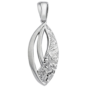 Anhänger aus 925 Silber 11,6x25,1mm teilmattiert gehämmert spitzoval Halsschmuck Anhänger aus 925 Silber 11,6x25,1mm teilmattiert gehämmert spitzoval Halsschmuck
