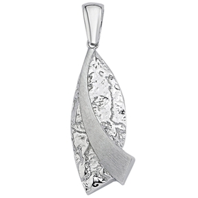 Anhänger aus 925 Silber 10,6x28,7mm teilmattiert gehämmert Halsschmuck