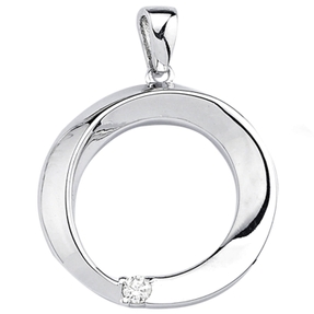 Anhänger Kreis aus 925 Silber rund mit Zirkonia weiß Ø 21,3mm Halsschmuck