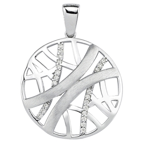 Anhänger mit Muster 925 Silber teilmattiert rund Ø22,8mm 22 Zirkonia Halsschmuck