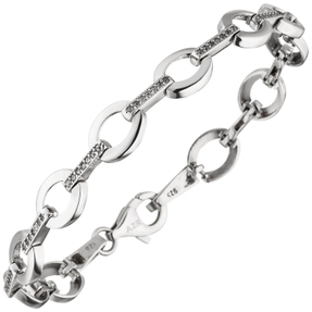 8mm Armband aus 925 Silber mit 70 weißen Zirkonia 19cm Armkette Armschmuck Damen