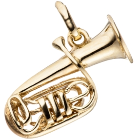 Anhänger Tuba aus 925 Silber vergoldet 45,5x6mm Musik-Instrument Halsschmuck Anhänger Tuba aus 925 Silber vergoldet 45,5x6mm Musik-Instrument Halsschmuck