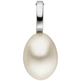 Anhänger Einhänger Clip-Verschluss Süßwasser-Perle creme-weiß 585 Gold Weißgold Anhänger Einhänger Clip-Verschluss Süßwasser-Perle creme-weiß 585 Gold Weißgold