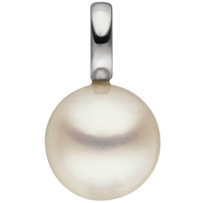Anhänger Süßwasser Perle 8,5-9mm creme-weiß 585 Gold Weißgold schlicht Damen