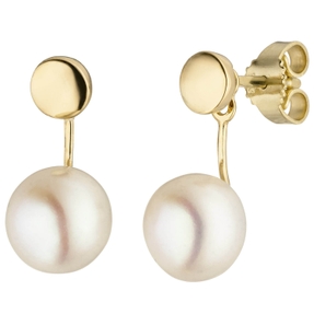 Ohrstecker 2-teilig mit Süßwasser Perlen 9-9,5mm creme-weiß 585 Gold Gelbgold Ohrstecker 2-teilig mit Süßwasser Perlen 9-9,5mm creme-weiß 585 Gold Gelbgold