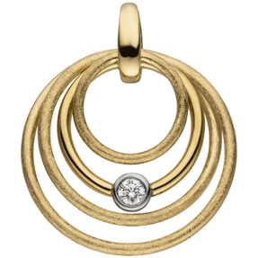 Anhänger 4 Kreise mit Diamant Brillant 585 Gold Gelbgold eismatt Ø 24,7mm rund Anhänger 4 Kreise mit Diamant Brillant 585 Gold Gelbgold eismatt Ø 24,7mm rund