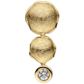 Anhänger aus 585 Gold Gelbgold teil-eismatt Diamant Brillant 0,05 Ct. 16,7x6,9mm