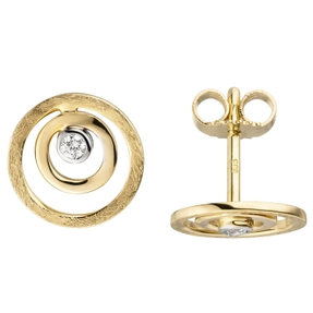 Ohrstecker Brillanten 0,06Ct. 585 Gold Gelbgold eismatt Ø10,3mm Ohrringe rund Ohrstecker Brillanten 0,06Ct. 585 Gold Gelbgold eismatt Ø10,3mm Ohrringe rund