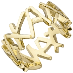 Fantasie Ring Damenring aus 585 Gold Gelbgold glänzend 8,8mm breit Fingerring Fantasie Ring Damenring aus 585 Gold Gelbgold glänzend 8,8mm breit Fingerring