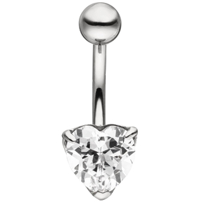 Bauchnabelpiercing Piercing aus Edelstahl mit 1 Zirkonia Herz Herzform Damen