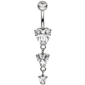 Bauchnabelpiercing Piercing aus Edelstahl mit Zirkonia Herzen Herz-Form weiß Bauchnabelpiercing Piercing aus Edelstahl mit Zirkonia Herzen Herz-Form weiß