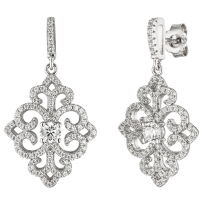 Ohrhänger Ornament mit 178 Zirkonia 925 Silber rhodiniert Ohrringe Hängerstecker