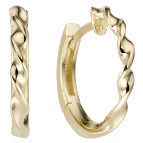 Ohrringe Creolen 15,6x2,1mm aus 585 Gold Gelbgold Ohrschmuck gedreht glänzend