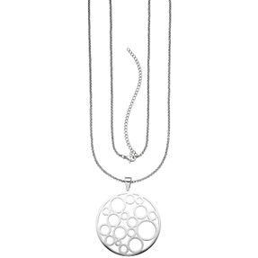 Lange Halskette Collier aus Edelstahl mit Anhänger Kreis-Muster Halsschmuck 80cm