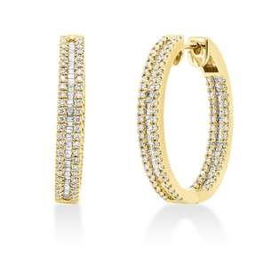 Creolen aus 750 Gold Gelbgold 283 Diamanten 1,11ct TW-SI 22,5x3,3mm