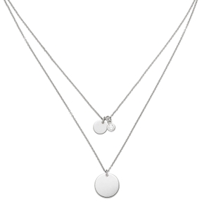 2-reihige Halskette Collier 2 Gravur-Platten & Zirkonia Anhänger 925 Silber 44cm 2-reihige Halskette Collier 2 Gravur-Platten & Zirkonia Anhänger 925 Silber 44cm