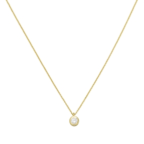 Sölitär Collier Halskette mit Zirkonia Anhänger 925 Silber vergoldet 43cm