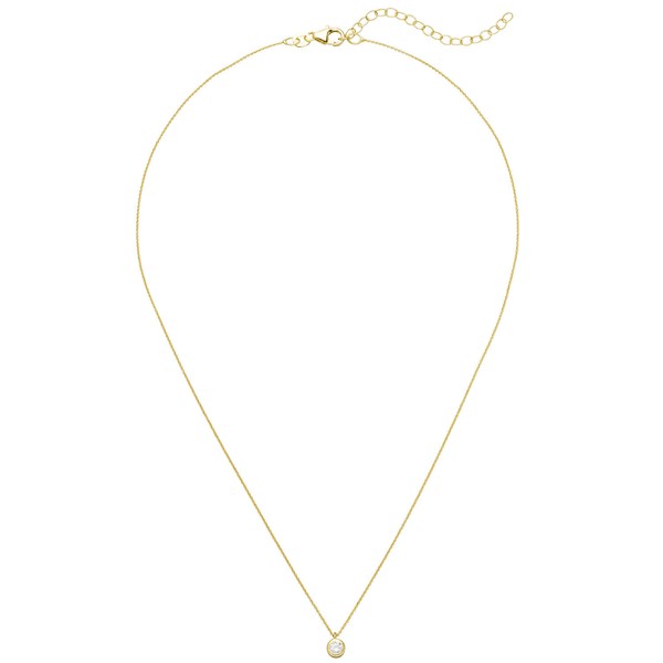 Sölitär Collier mit Zirkonia 925 Silber vergoldet 43cm