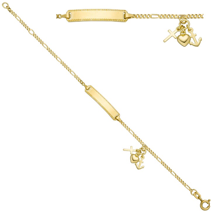 Schildband 925 Silber vergoldet Glaube Liebe Hoffnung 16cm