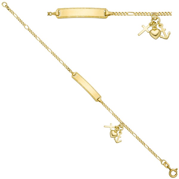 Schildband 925 Silber vergoldet Glaube Liebe Hoffnung 16cm