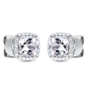 Ohrstecker 750 Weißgold 2 Amethyste 1,16ct grün 40 Brillanten 0,1ct TW-SI 7x7mm