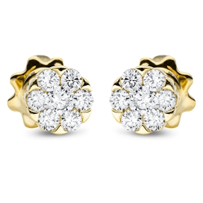 Ohrstecker Blumen aus 750 Gold Gelbgold 14 Diamanten 0,51ct TW-SI Ø5,8mm Ohrstecker Blumen aus 750 Gold Gelbgold 14 Diamanten 0,51ct TW-SI Ø5,8mm